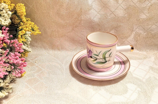 Floral Demitasse Cup and Saucer Espresso Bone China with Gold Trim Always FREE Domestic SHIPPING