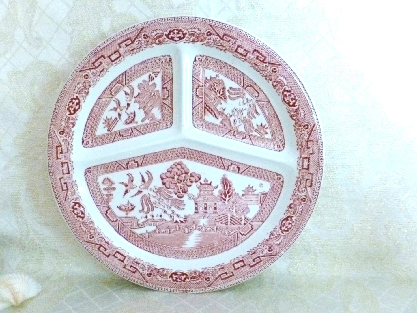 Vintage Lord Nelson Ware Divided Plate, Red Willow Staffordshire Collectible