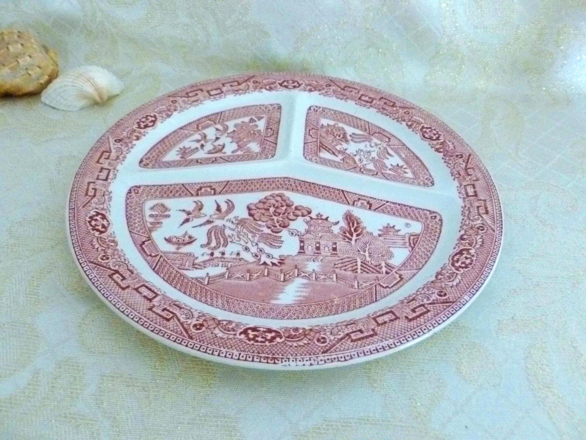 Vintage Lord Nelson Ware Divided Plate, Red Willow Staffordshire Collectible