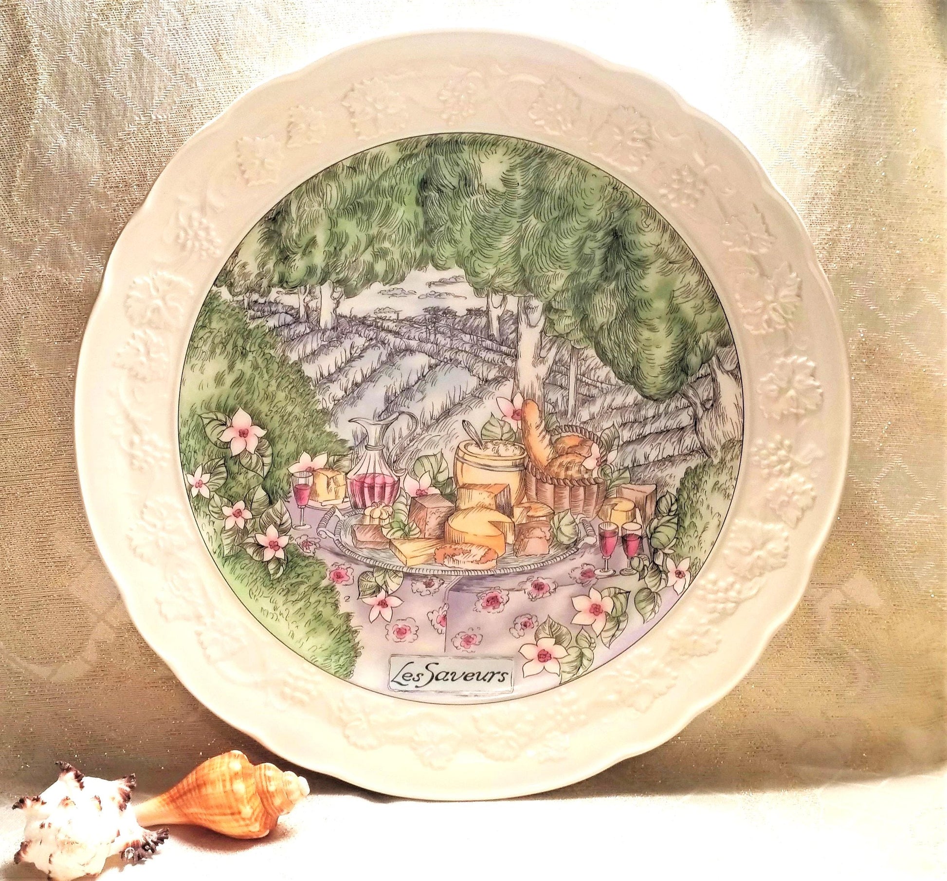 Gien France Cheese Plate, Les Saveurs French Country Design
