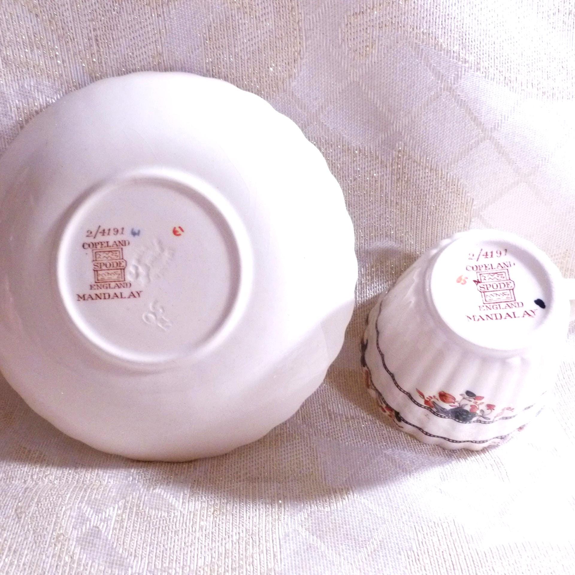 Vintage Copeland Spode Demitasse Cup and Saucer, Floral Basket Weave