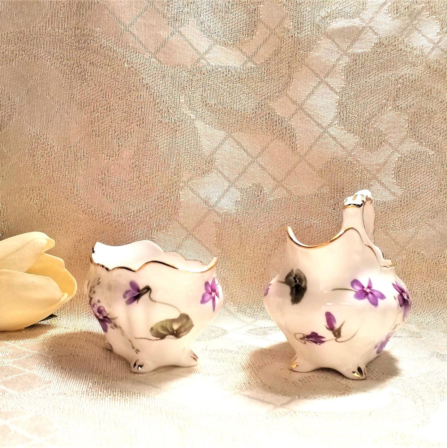 Hammersley Victorian Violets Bone China Creamer and Sugar Bowl Set Always FREE Domestic SHIPPING