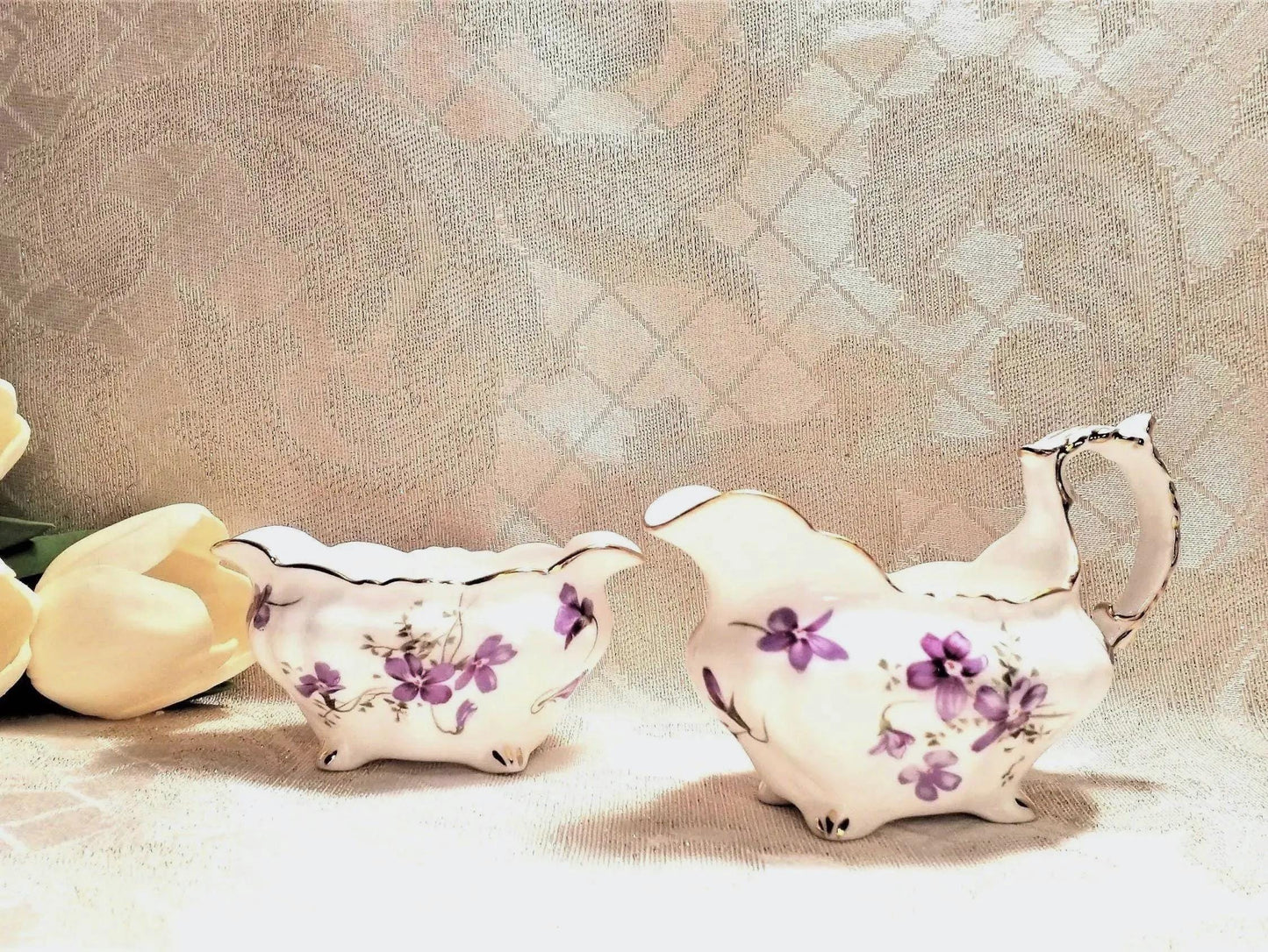 Hammersley Victorian Violets Bone China Creamer and Sugar Bowl Set Always FREE Domestic SHIPPING