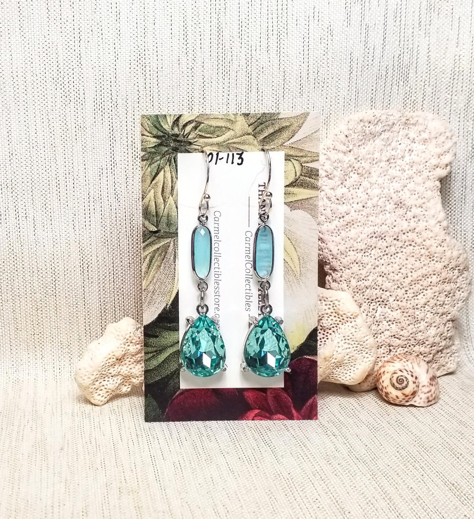 Handcrafted Baby Blue Rhinestone Earrings Elegant Jewelry Always FREE Domestic SHIPPING