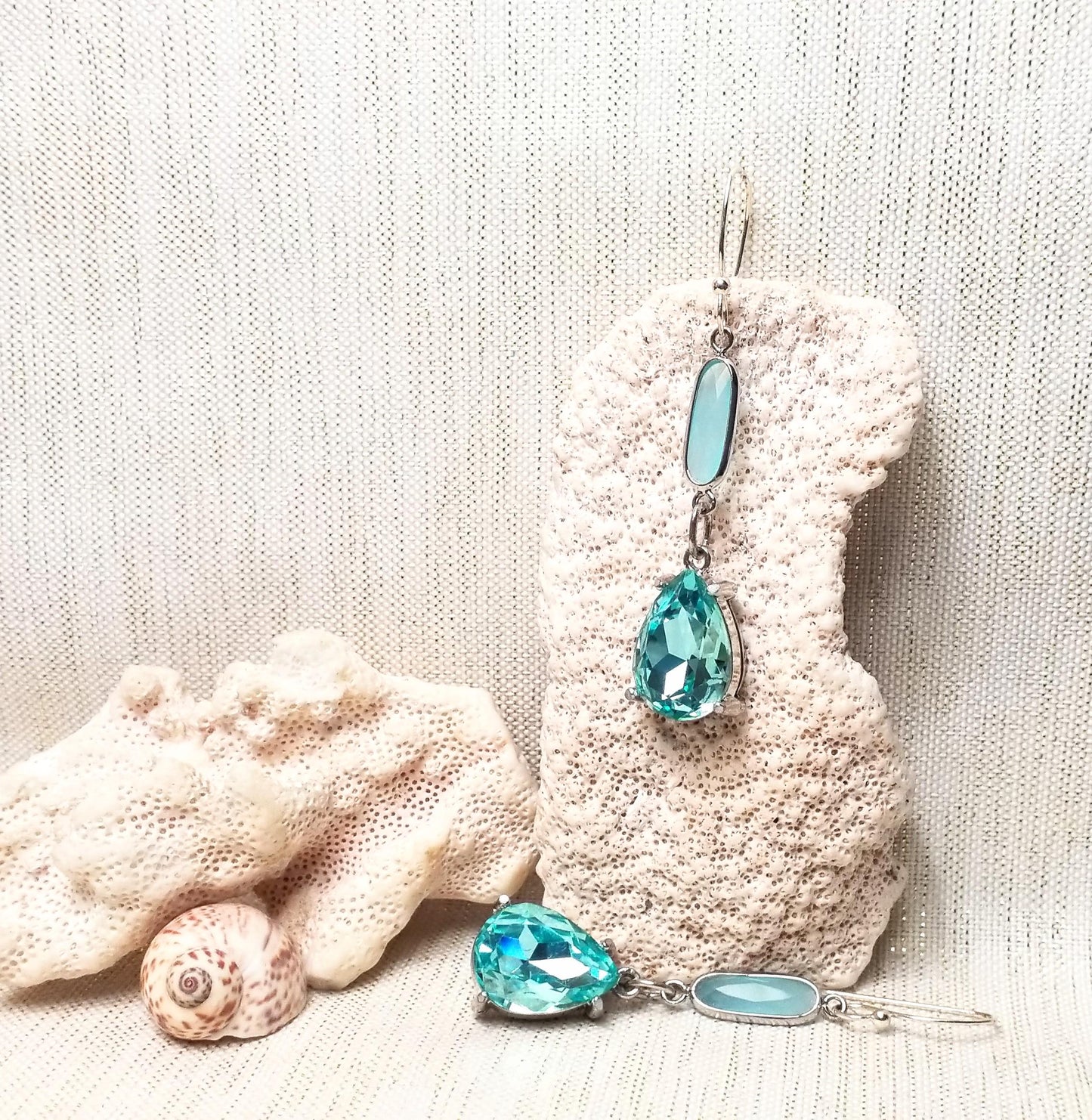 Handcrafted Baby Blue Rhinestone Earrings Elegant Jewelry Always FREE Domestic SHIPPING