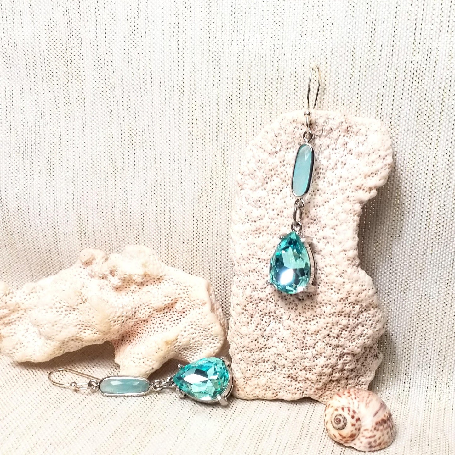 Handcrafted Baby Blue Rhinestone Earrings Elegant Jewelry Always FREE Domestic SHIPPING