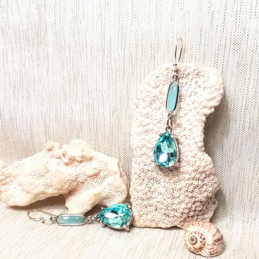 Handcrafted Baby Blue Rhinestone Earrings Elegant Jewelry Always FREE Domestic SHIPPING