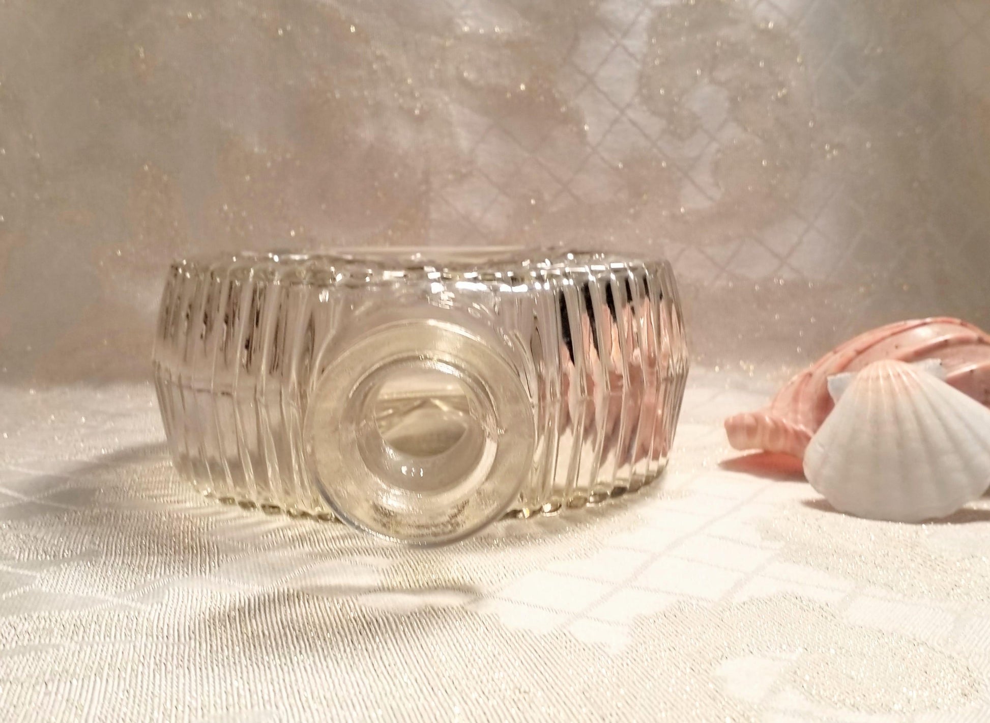 Vintage Mouquin Brandy Decanter MCM Floral Pressed Glass Made In Italy Always FREE Domestic SHIPPING