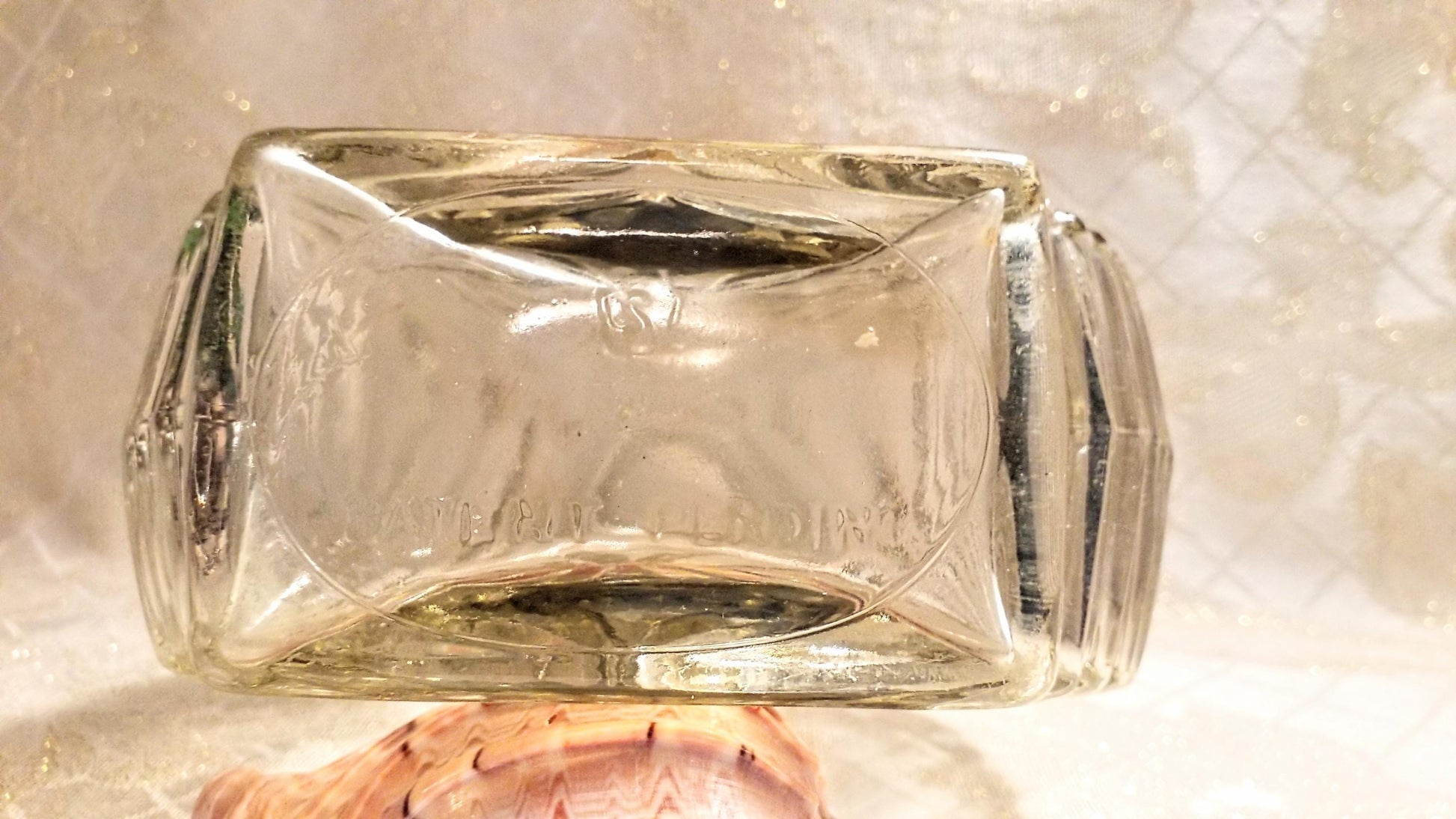 Vintage Mouquin Brandy Decanter MCM Floral Pressed Glass Made In Italy Always FREE Domestic SHIPPING