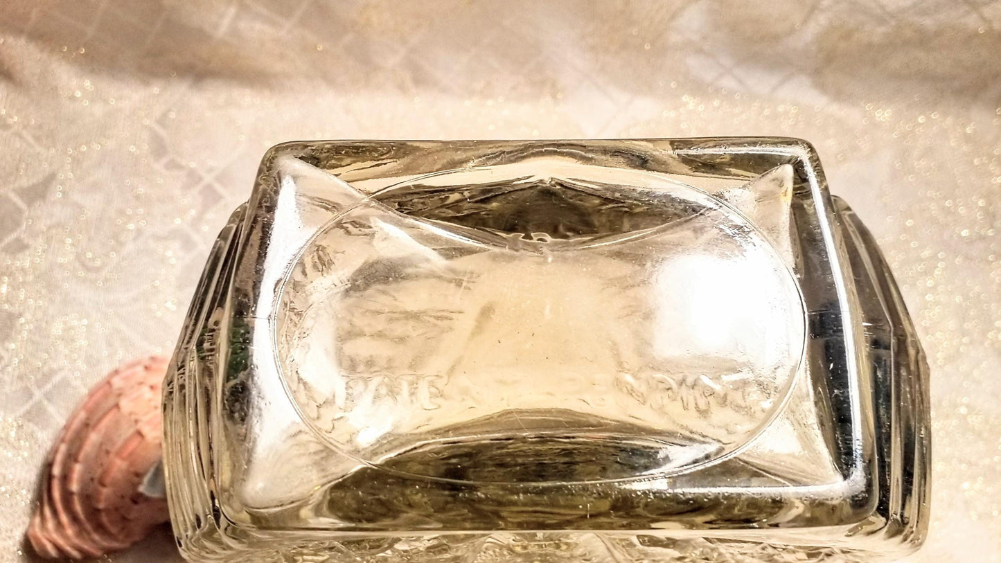 Vintage Mouquin Brandy Decanter MCM Floral Pressed Glass Made In Italy Always FREE Domestic SHIPPING