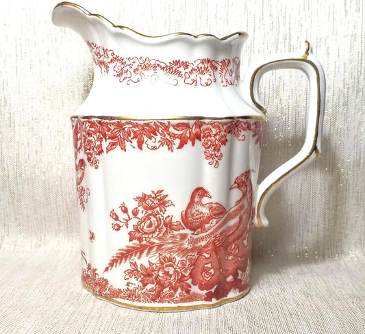 Royal Crown Derby Milk Pitcher: English Bone China, Bird & Floral Design