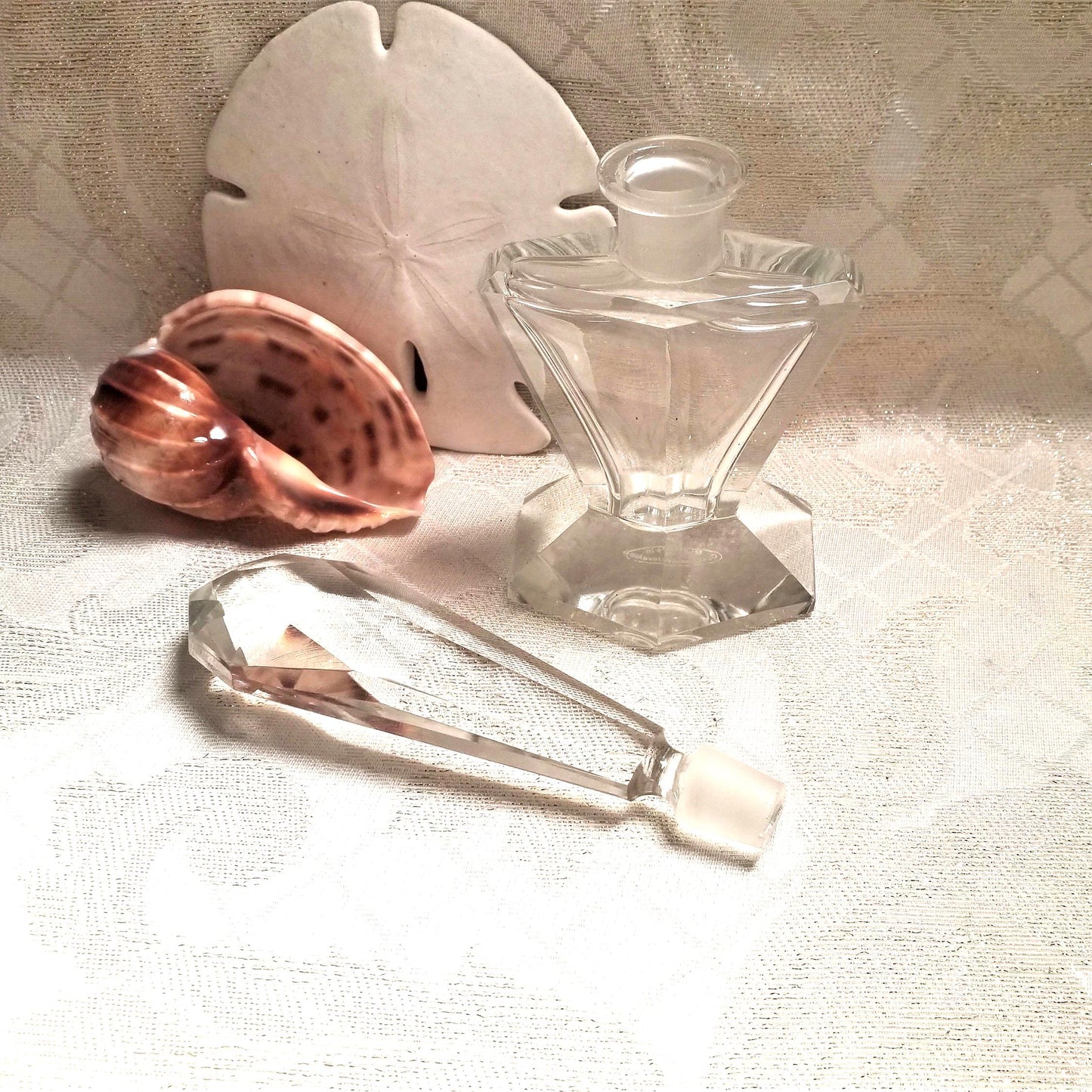 Vintage Crystal Perfume Bottle with Stopper, Czechoslovakia, Vanity Decor