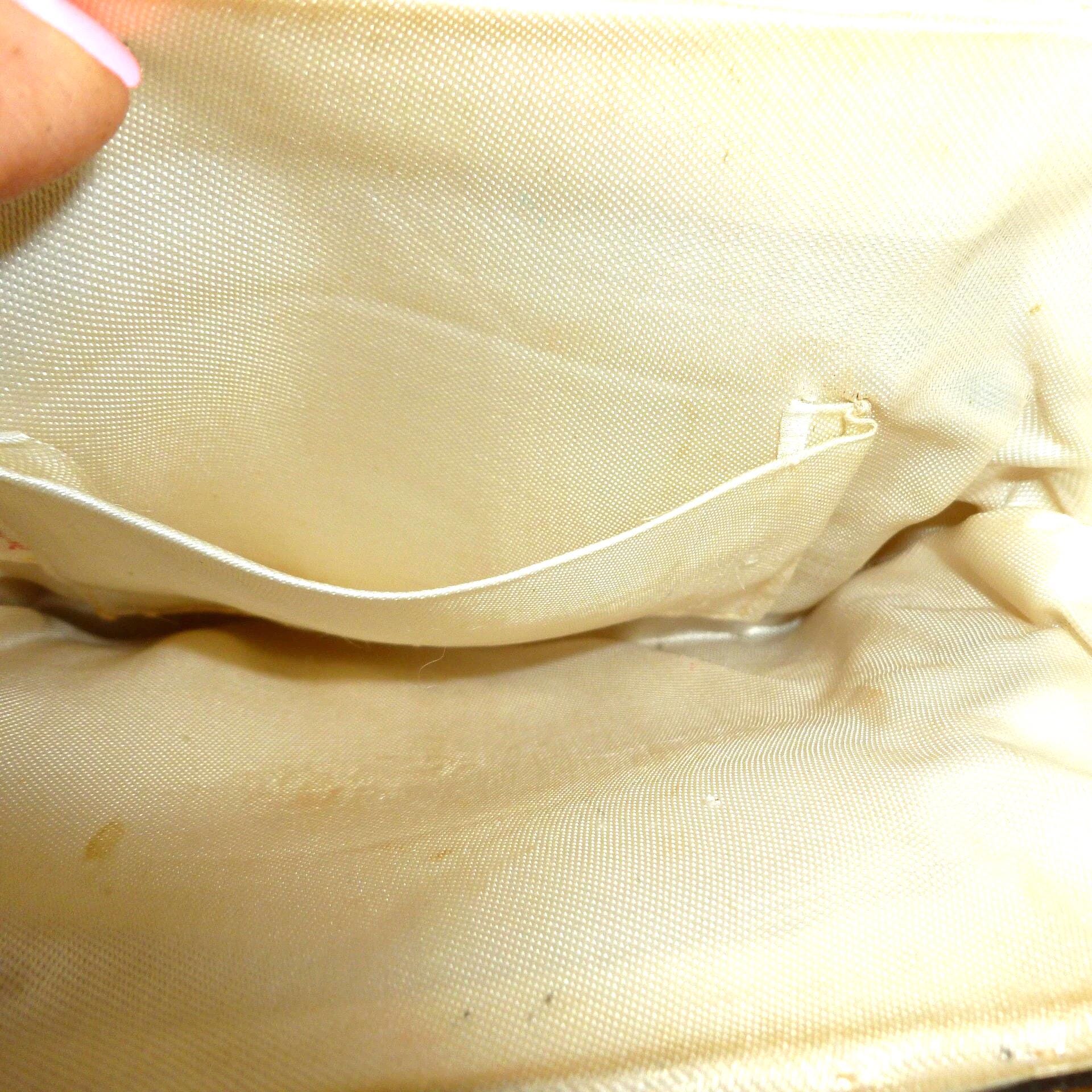 Handbeaded Wedding Handbag, Elegant White & Gold Seed Beads, Filigree Closure