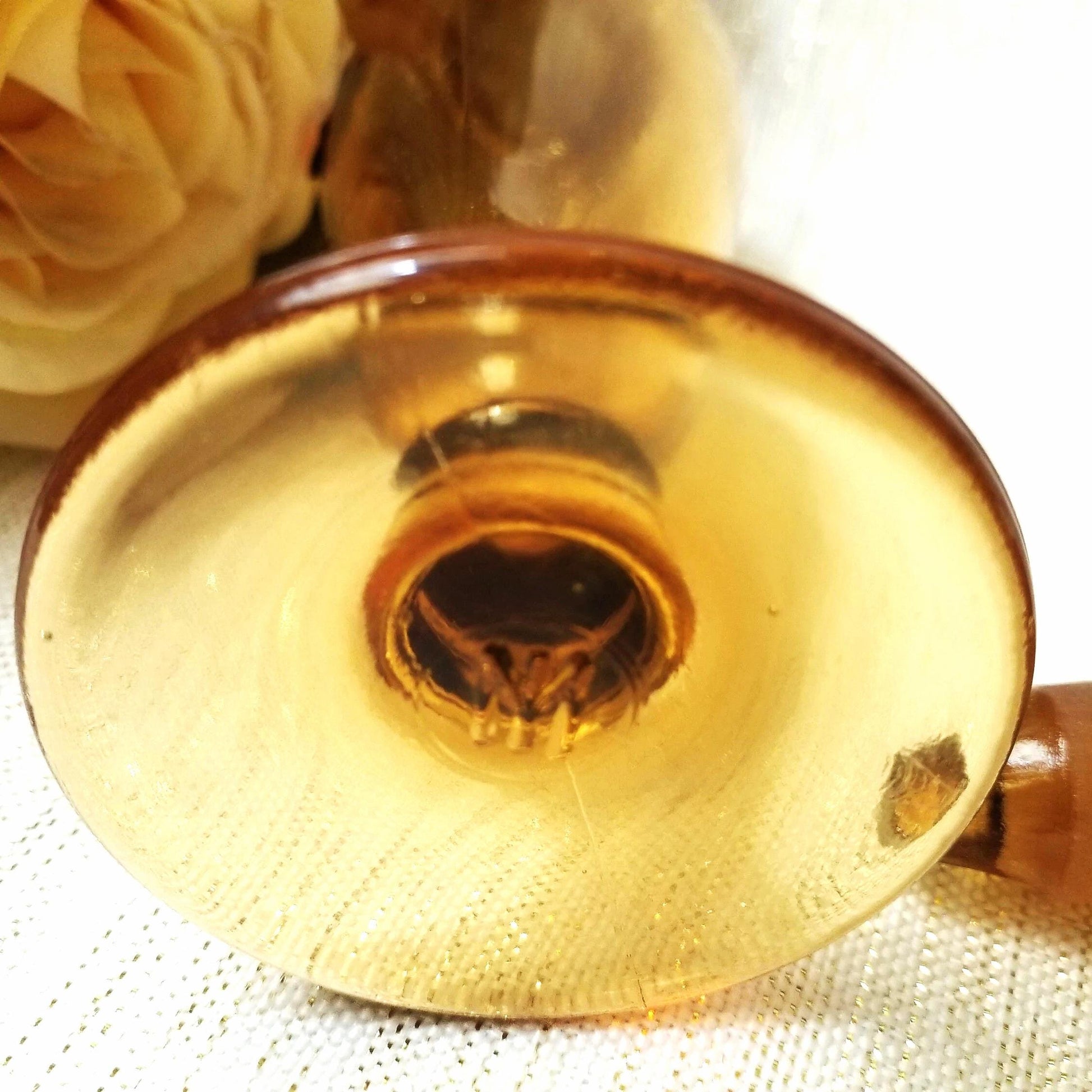 Vintage New Martinsville Amber Glass Perfume Bottle with Stopper