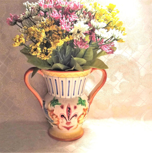 Vintage Dragon & Fleur-de-lis Vase, Colorful Scottish Asian Style Always FREE Domestic SHIPPING