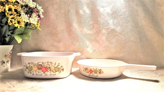 Vintage Corning Ware Spice of Life Skillet And Casserole Set Always FREE Domestic SHIPPING