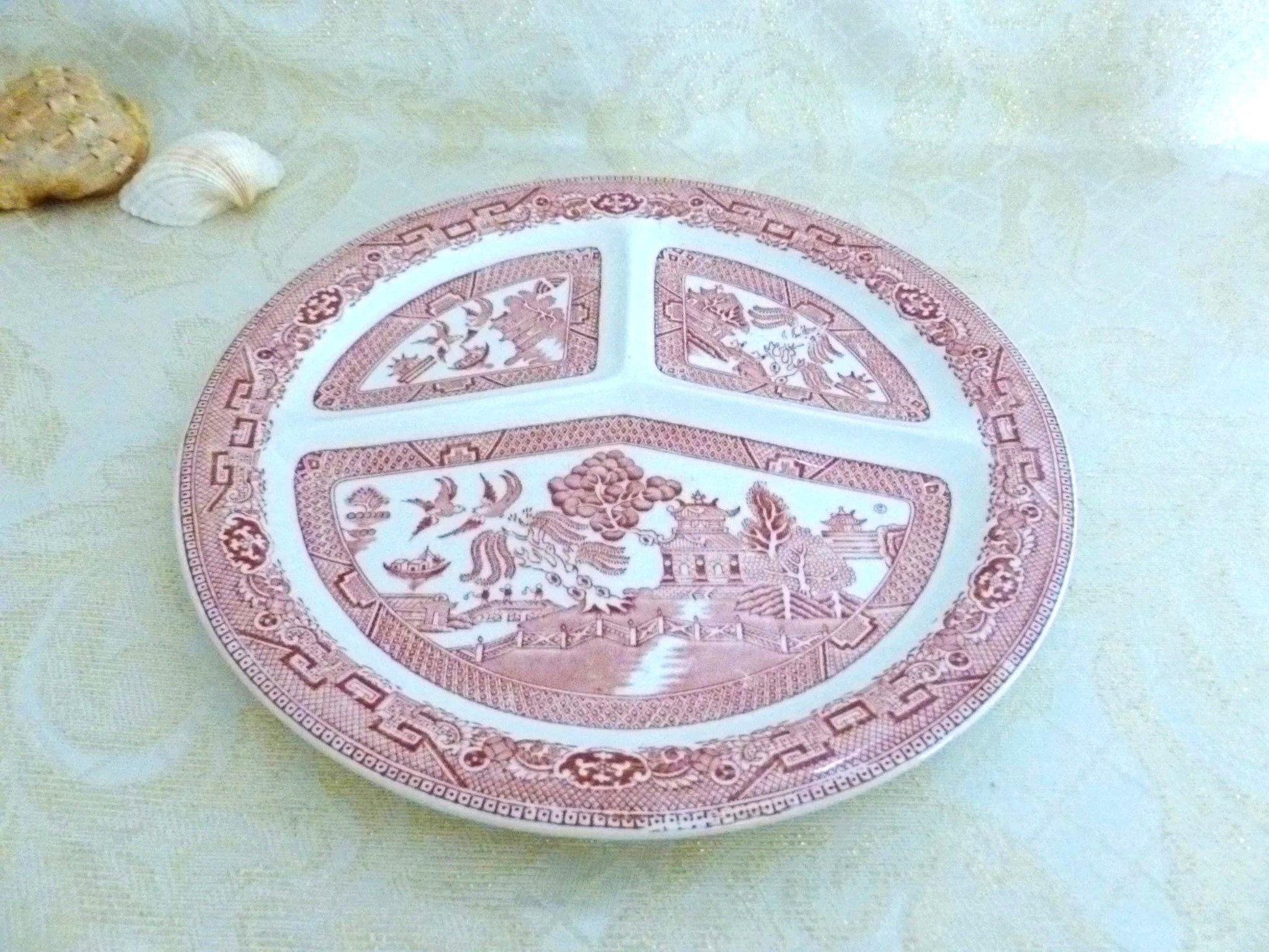 Vintage Lord Nelson Ware Divided Plate, Red Willow Staffordshire Collectible