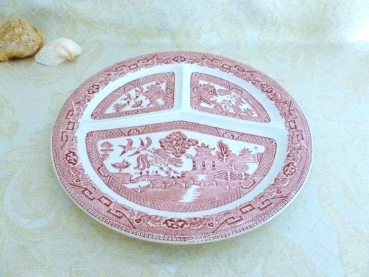 Vintage Lord Nelson Ware Divided Plate, Red Willow Staffordshire Collectible