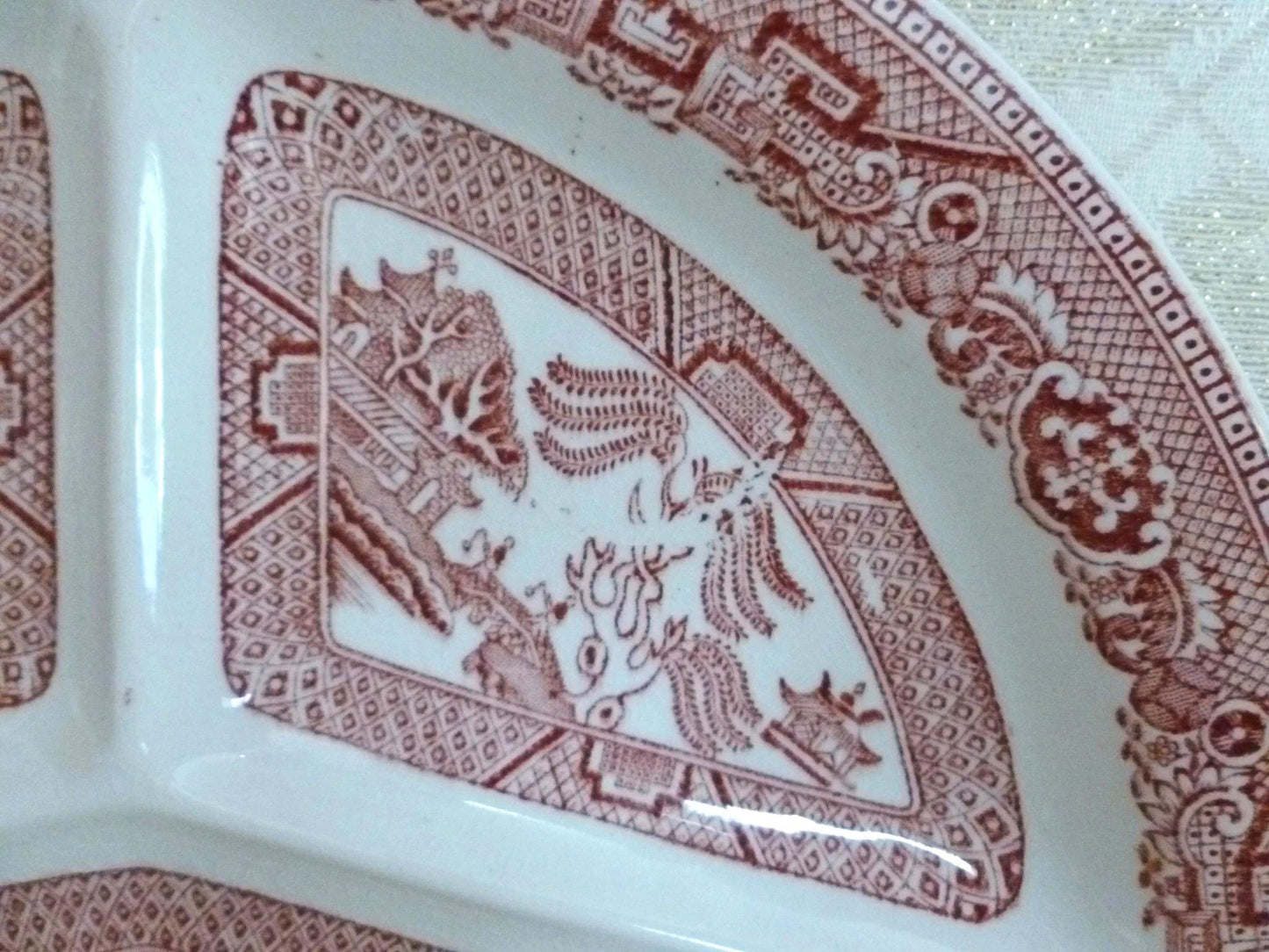 Vintage Lord Nelson Ware Divided Plate, Red Willow Staffordshire Collectible