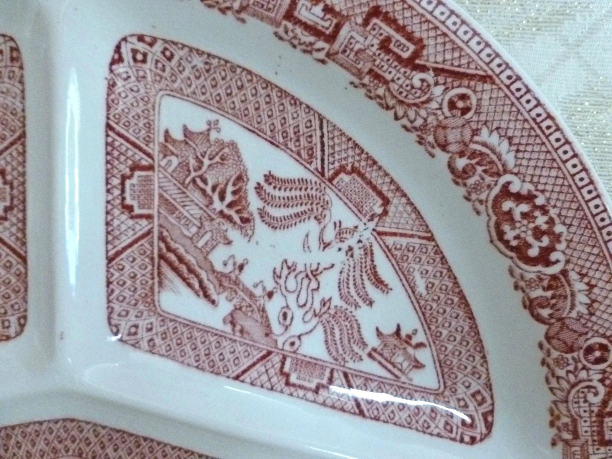 Vintage Lord Nelson Ware Divided Plate, Red Willow Staffordshire Collectible