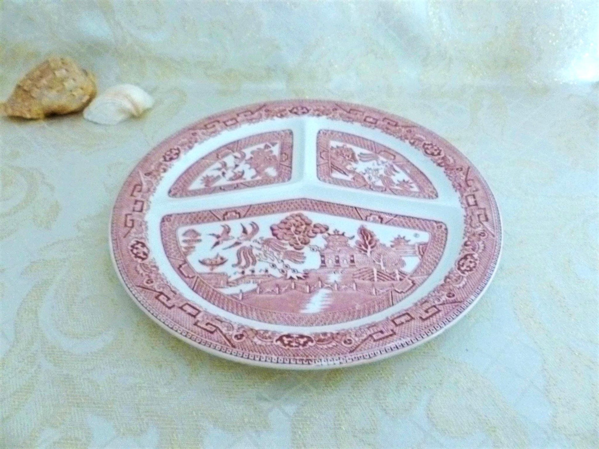Vintage Lord Nelson Ware Divided Plate, Red Willow Staffordshire Collectible