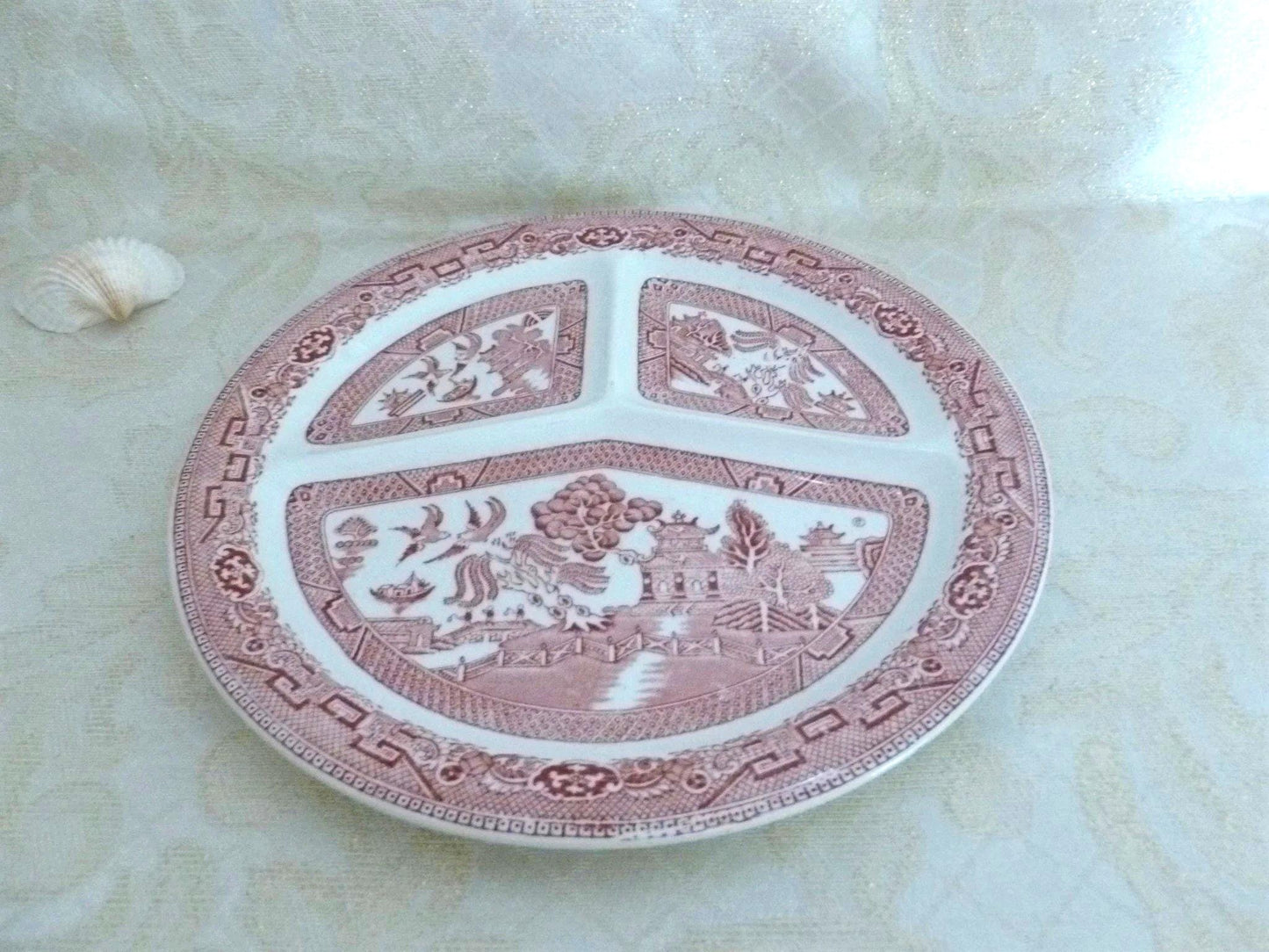 Vintage Lord Nelson Ware Divided Plate, Red Willow Staffordshire Collectible