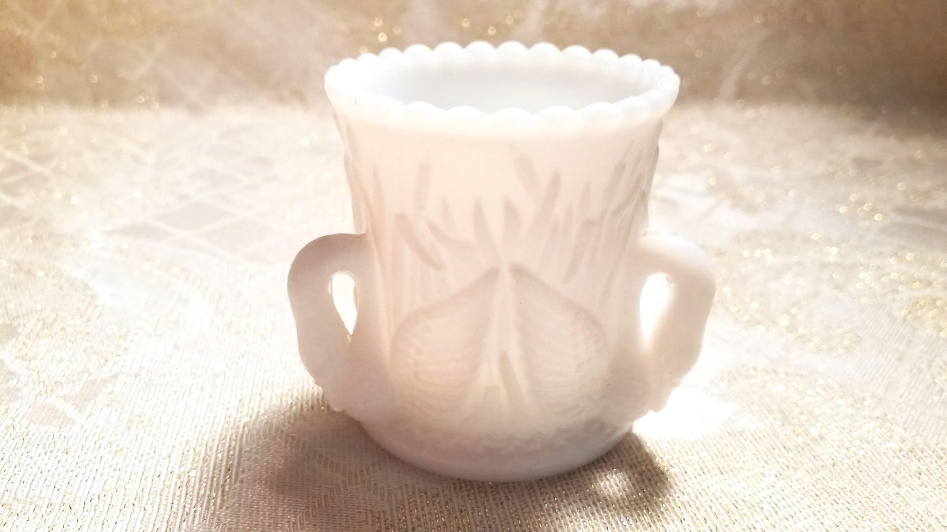 Vintage Swan Milk Glass Toothpick Holder 1940s Elegant Vase Always FREE Domestic SHIPPING