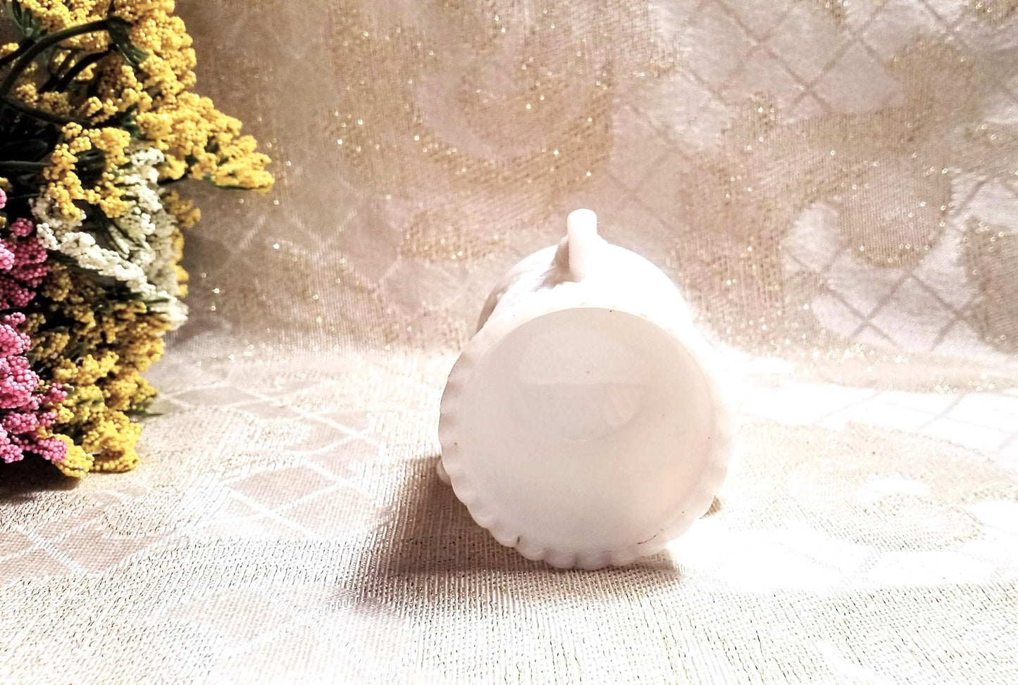 Vintage Swan Milk Glass Toothpick Holder 1940s Elegant Vase Always FREE Domestic SHIPPING