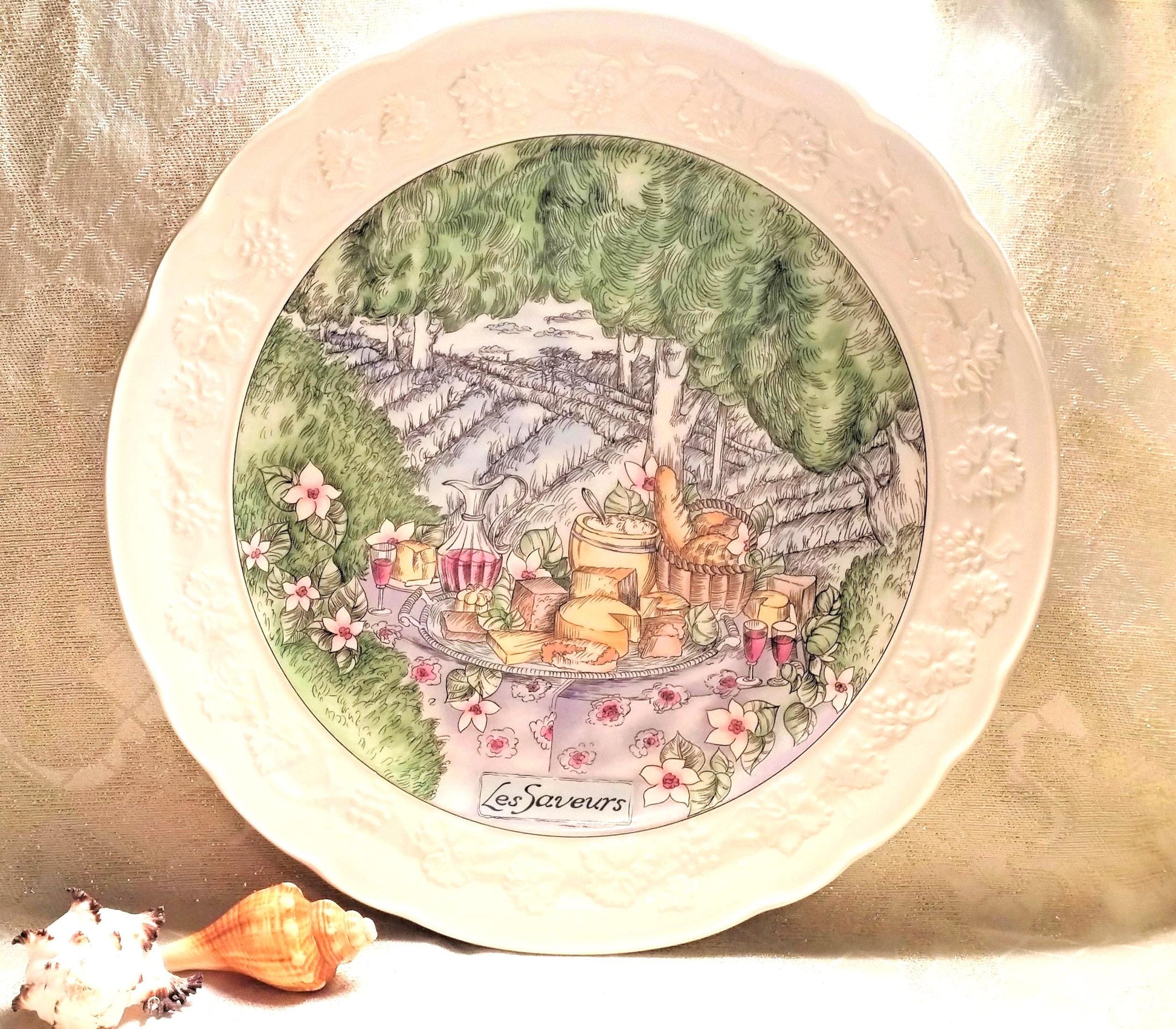 Gien France Cheese Plate, Les Saveurs French Country Design