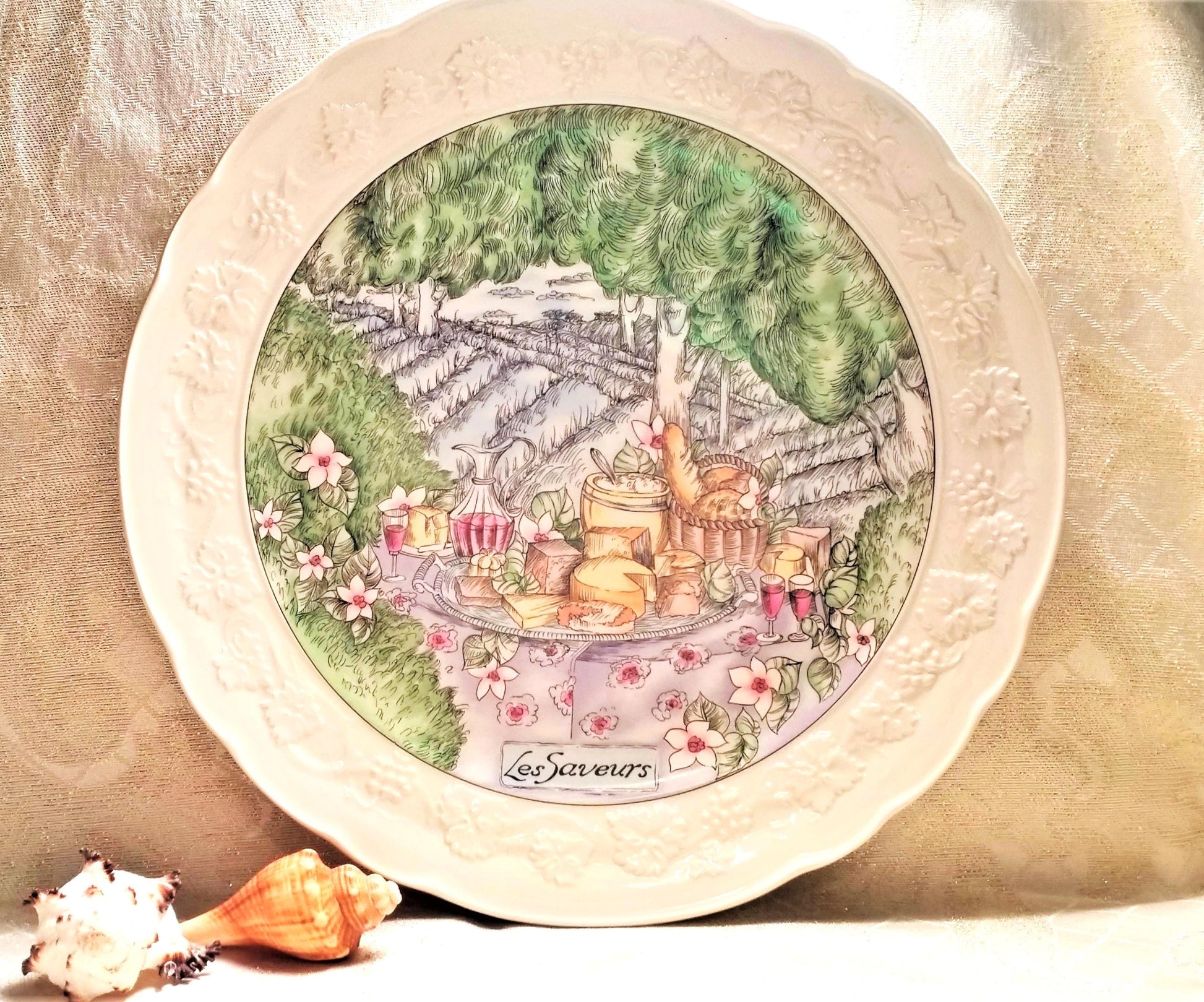 Gien France Cheese Plate, Les Saveurs French Country Design