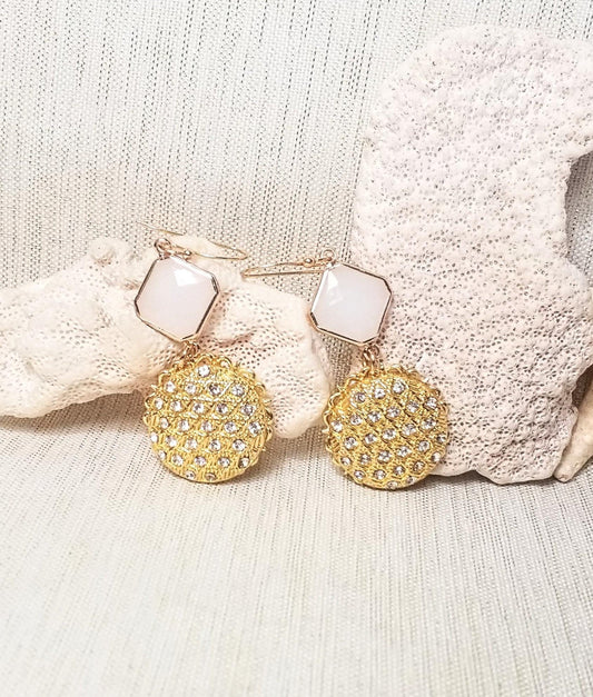 Handcrafted Golden Rhinestone Wedding Earrings Goldplated And Always FREE Domestic SHIPPING