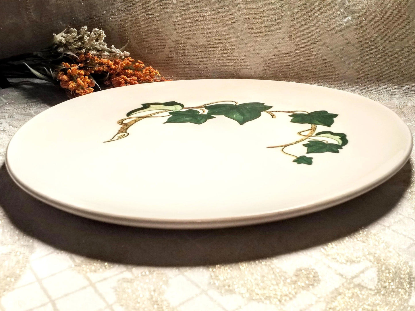 Vintage Metlox Poppy Trail Platter, California Ivy Chop Plate 13 Inch