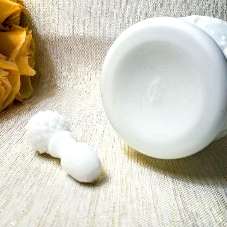 Imperial Milk Glass Cruet with Hobnail Stopper, Niagara Grape Design