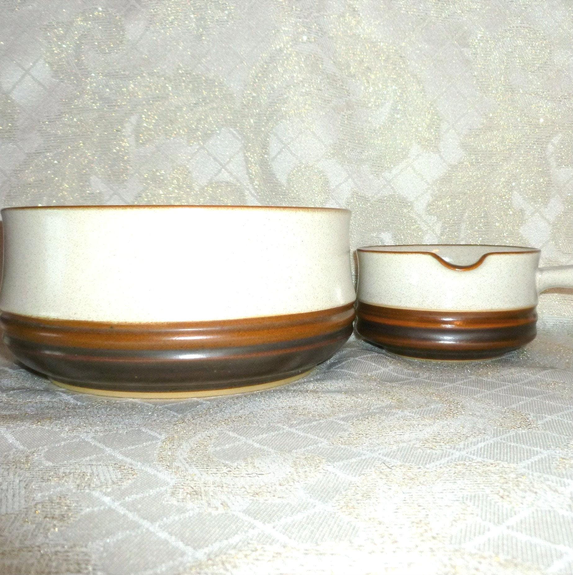 Denby Ironstone Bowl Set, England - Salad Bowl & Sauce Pan