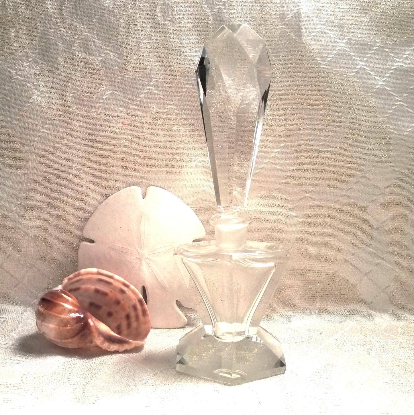 Vintage Crystal Perfume Bottle with Stopper, Czechoslovakia, Vanity Decor