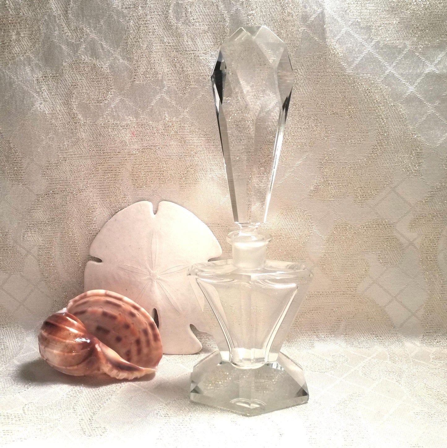 Vintage Crystal Perfume Bottle with Stopper, Czechoslovakia, Vanity Decor