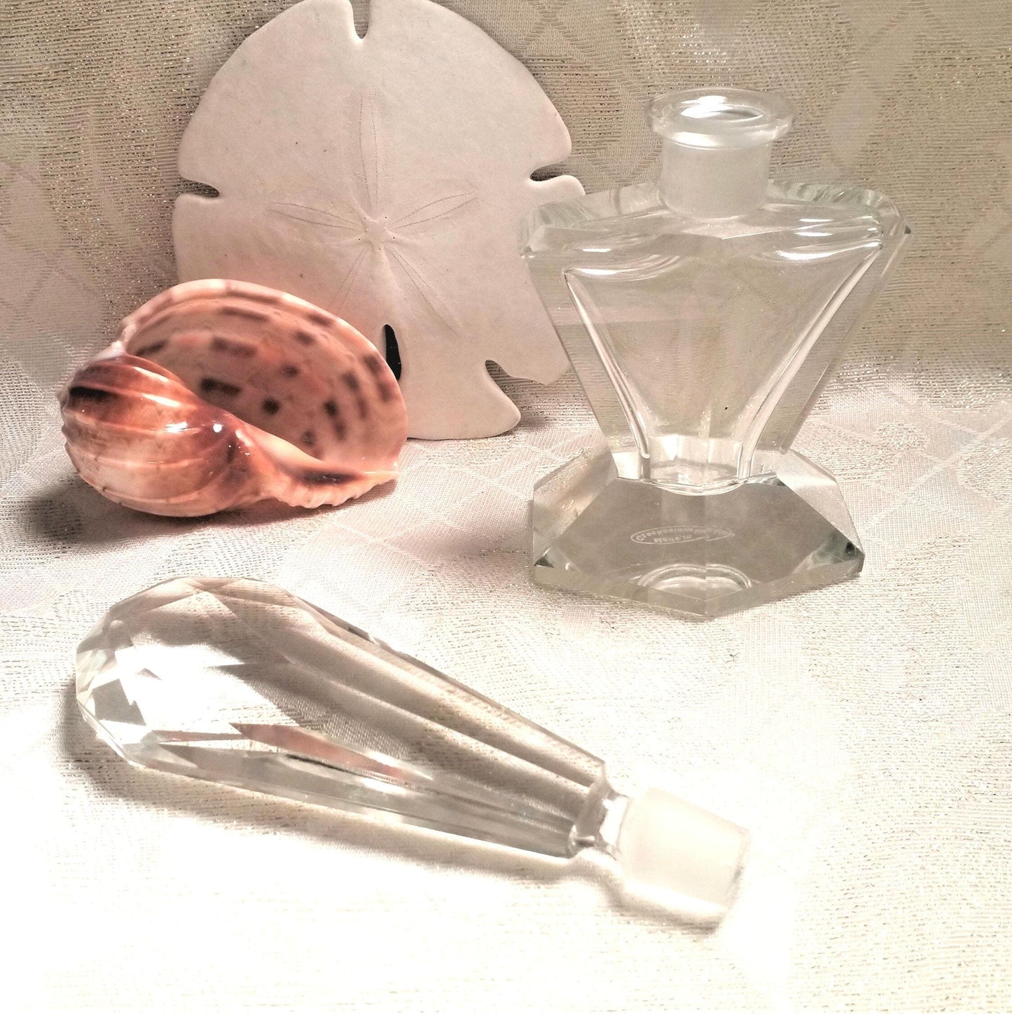 Vintage Crystal Perfume Bottle with Stopper, Czechoslovakia, Vanity Decor