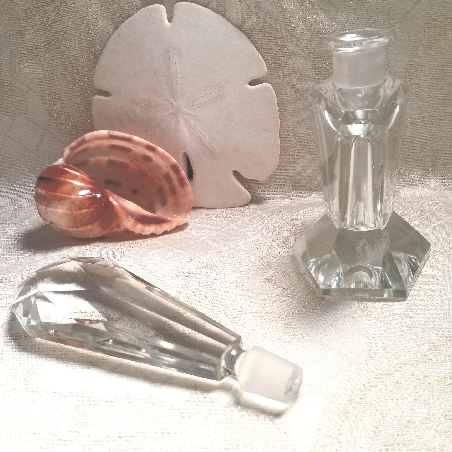 Vintage Crystal Perfume Bottle with Stopper, Czechoslovakia, Vanity Decor