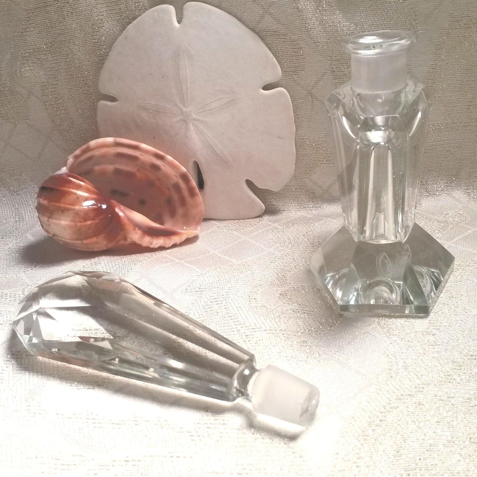 Vintage Crystal Perfume Bottle with Stopper, Czechoslovakia, Vanity Decor