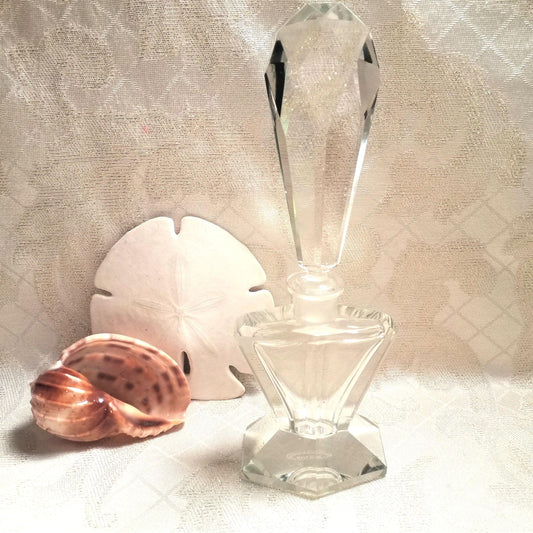 Vintage Crystal Perfume Bottle with Stopper, Czechoslovakia, Vanity Decor