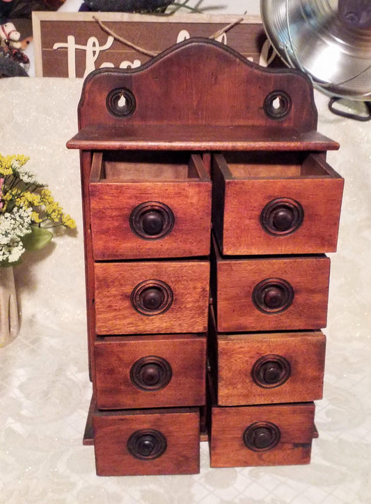 Antique Farmhouse Spice Chest, Eight-Drawer Wooden Cabinet, 1920s