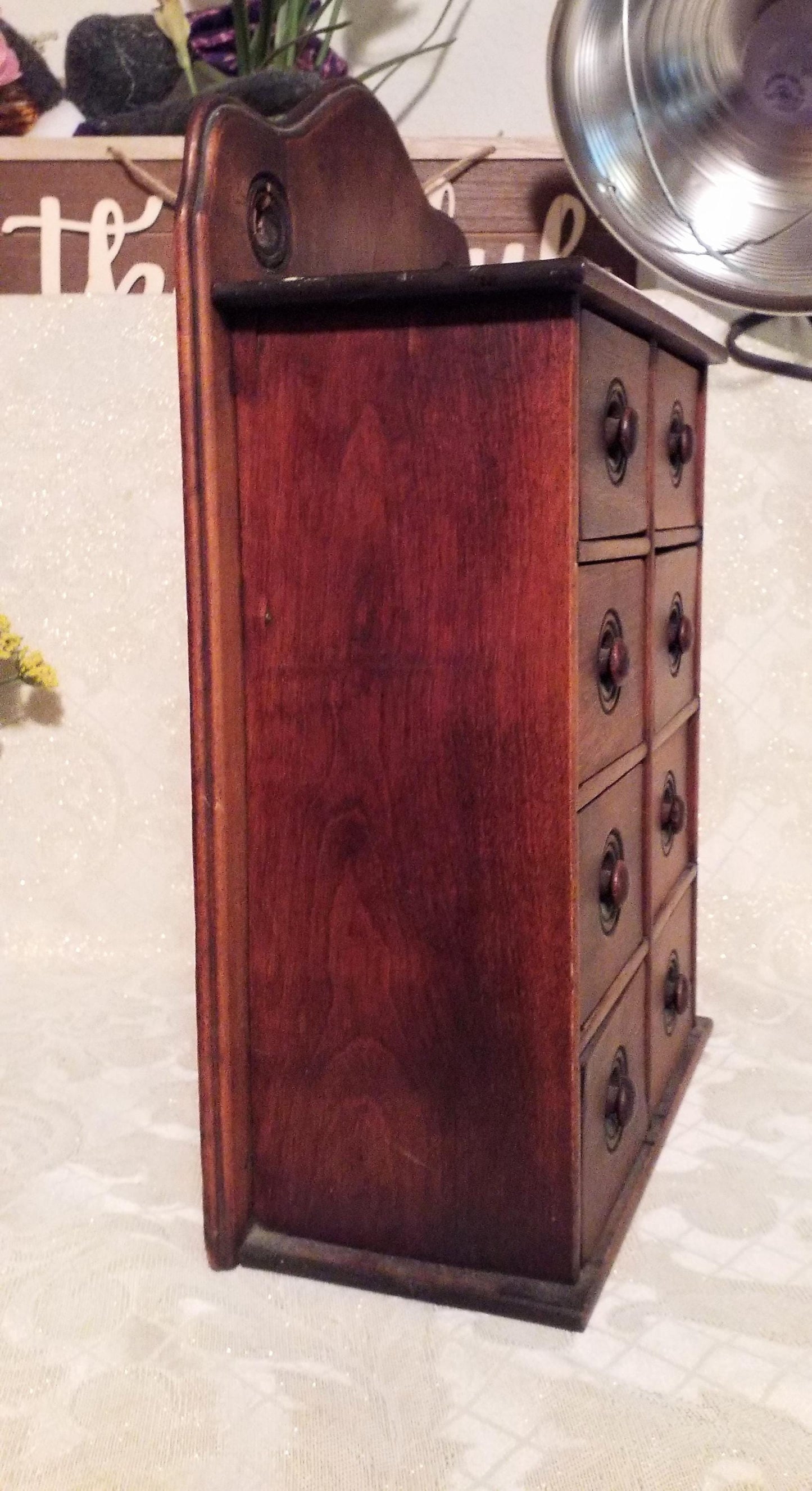 Antique Farmhouse Spice Chest, Eight-Drawer Wooden Cabinet, 1920s