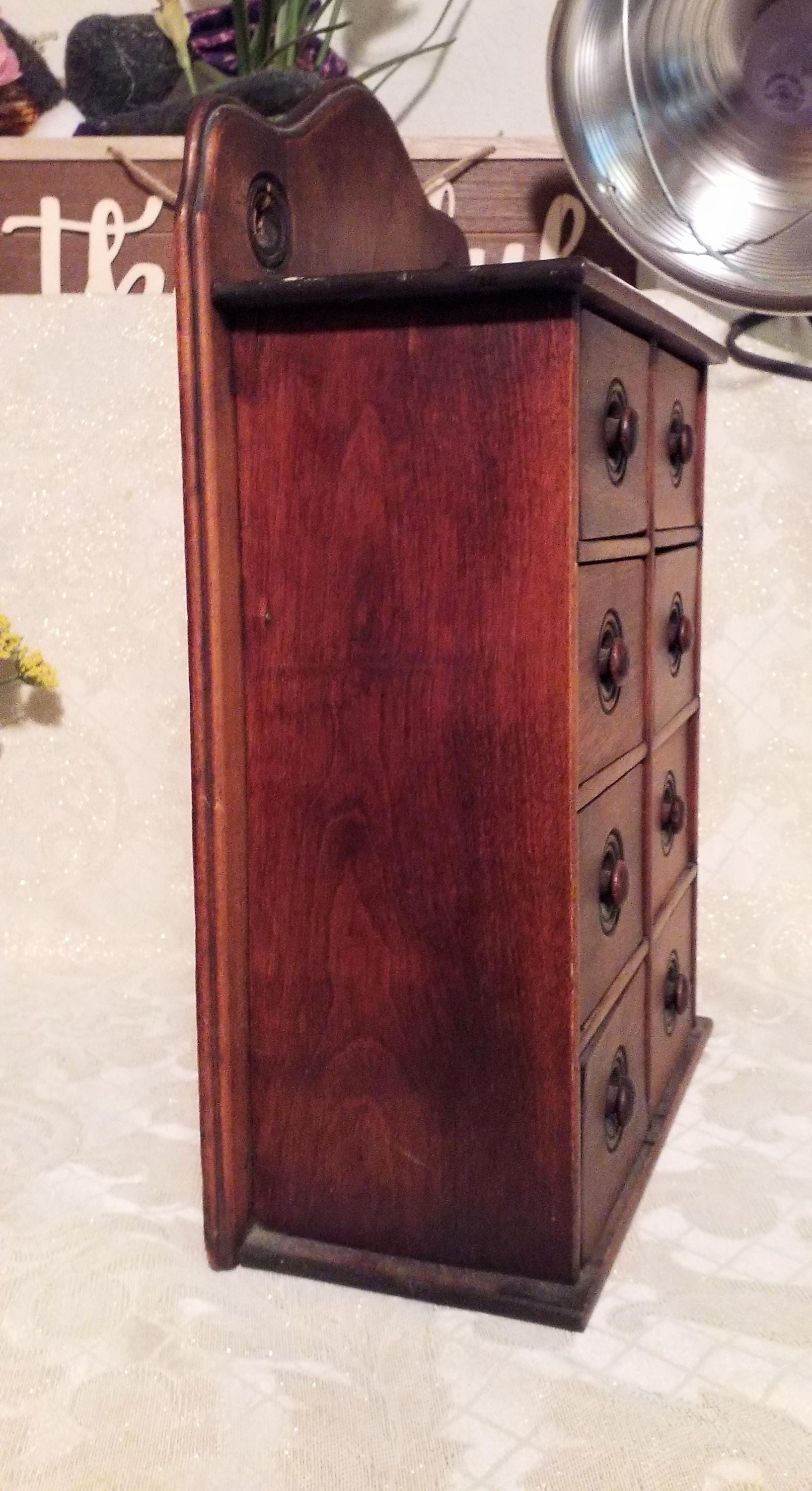 Antique Farmhouse Spice Chest, Eight-Drawer Wooden Cabinet, 1920s