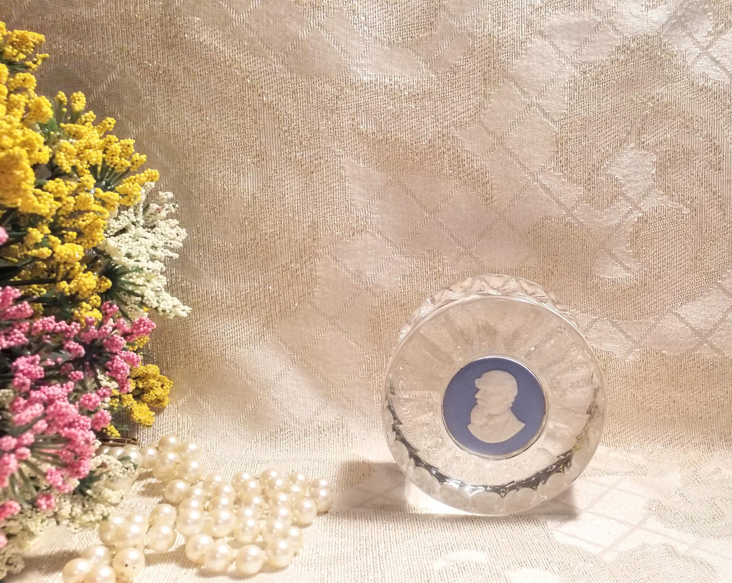 Wedgwood Charles Dickens Jasperware Crystal Paperweight