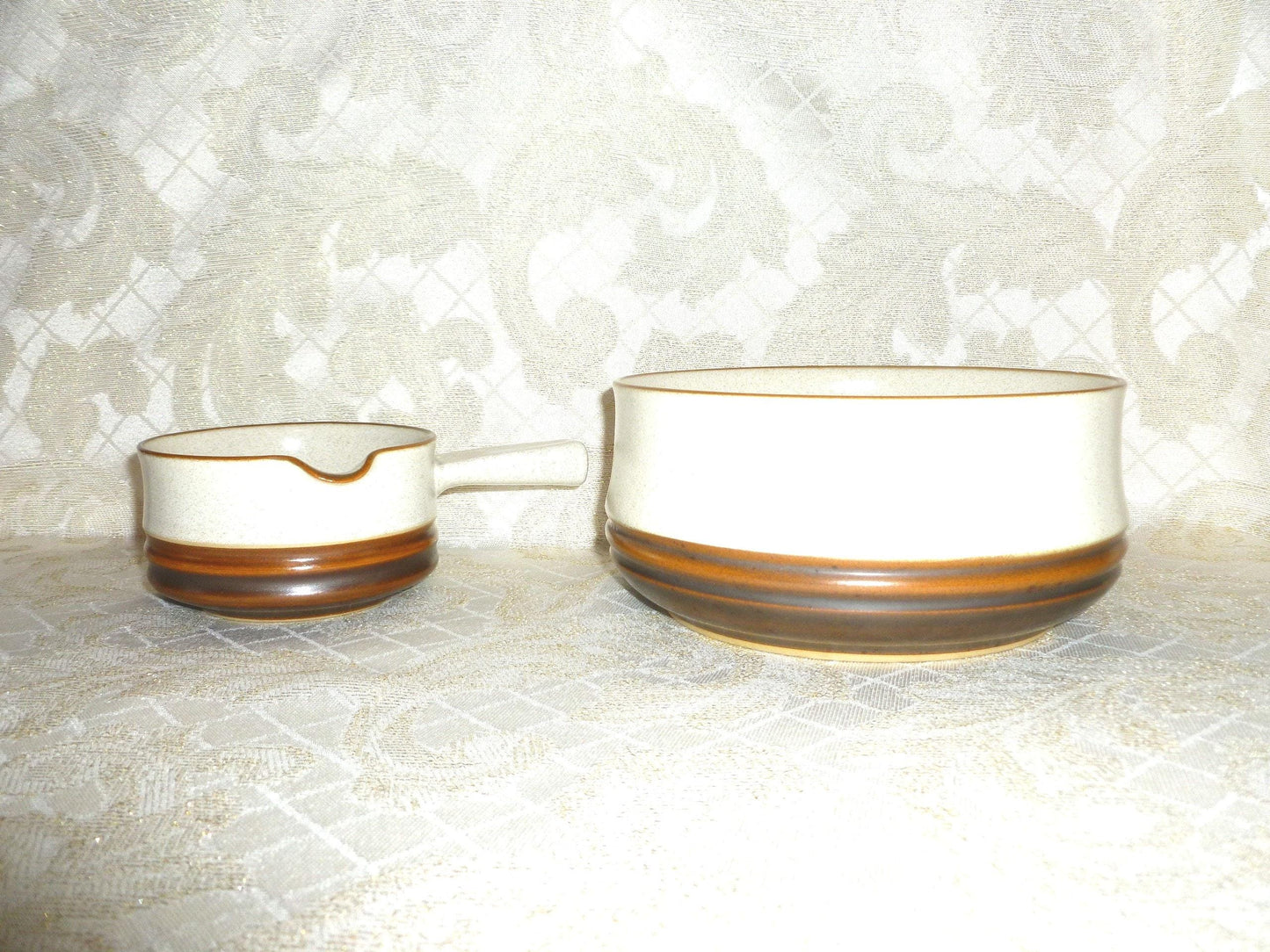 Denby Ironstone Bowl Set, England - Salad Bowl & Sauce Pan