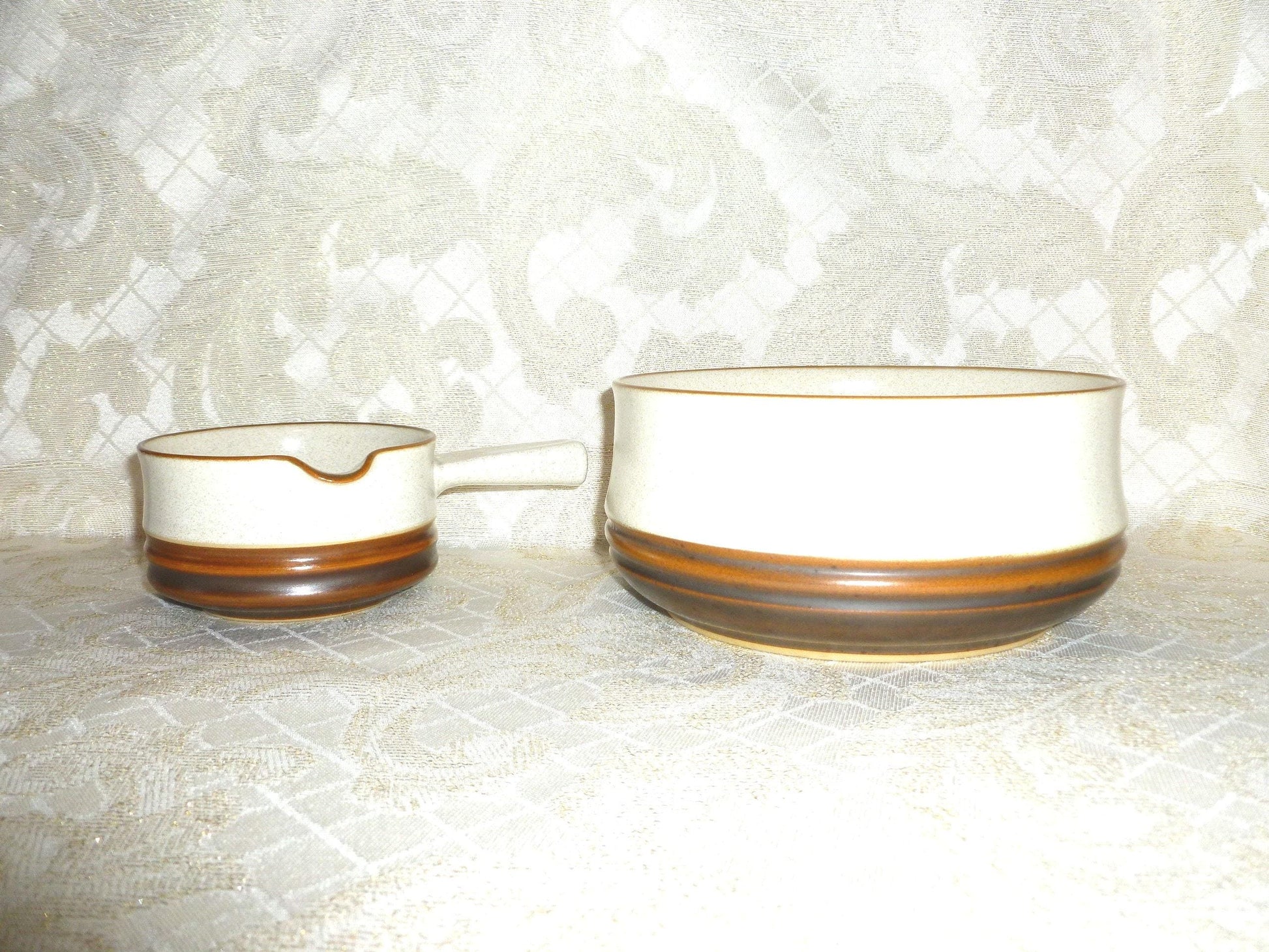 Denby Ironstone Bowl Set, England - Salad Bowl & Sauce Pan