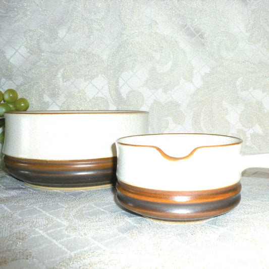 Denby Ironstone Bowl Set, England - Salad Bowl & Sauce Pan