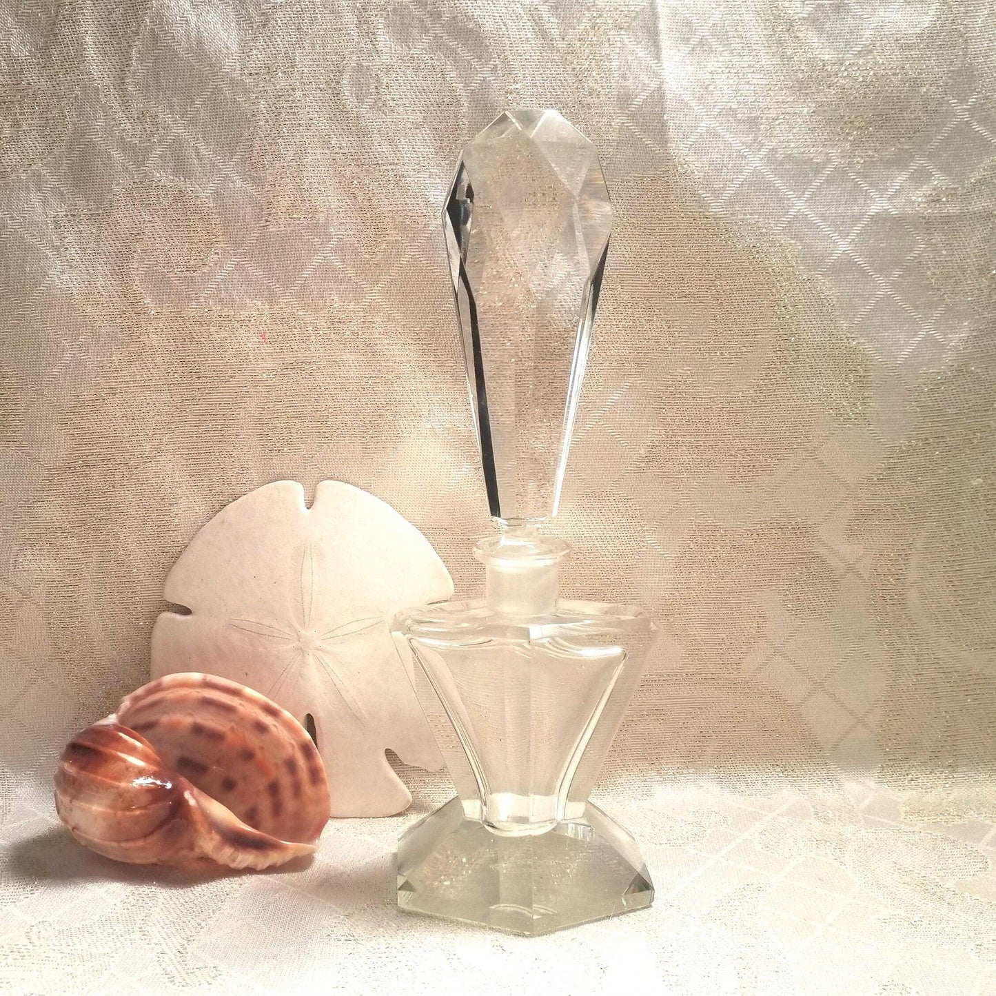 Vintage Crystal Perfume Bottle with Stopper, Czechoslovakia, Vanity Decor