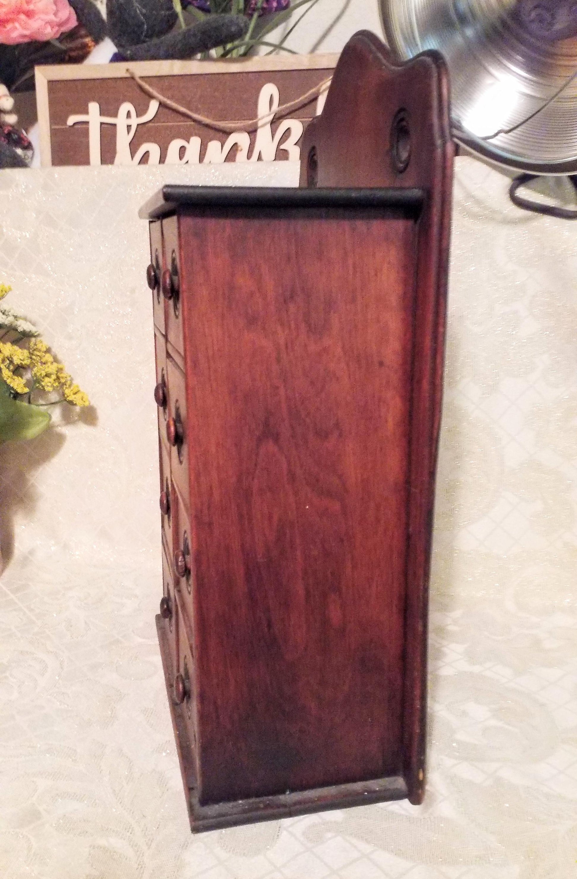 Antique Farmhouse Spice Chest, Eight-Drawer Wooden Cabinet, 1920s