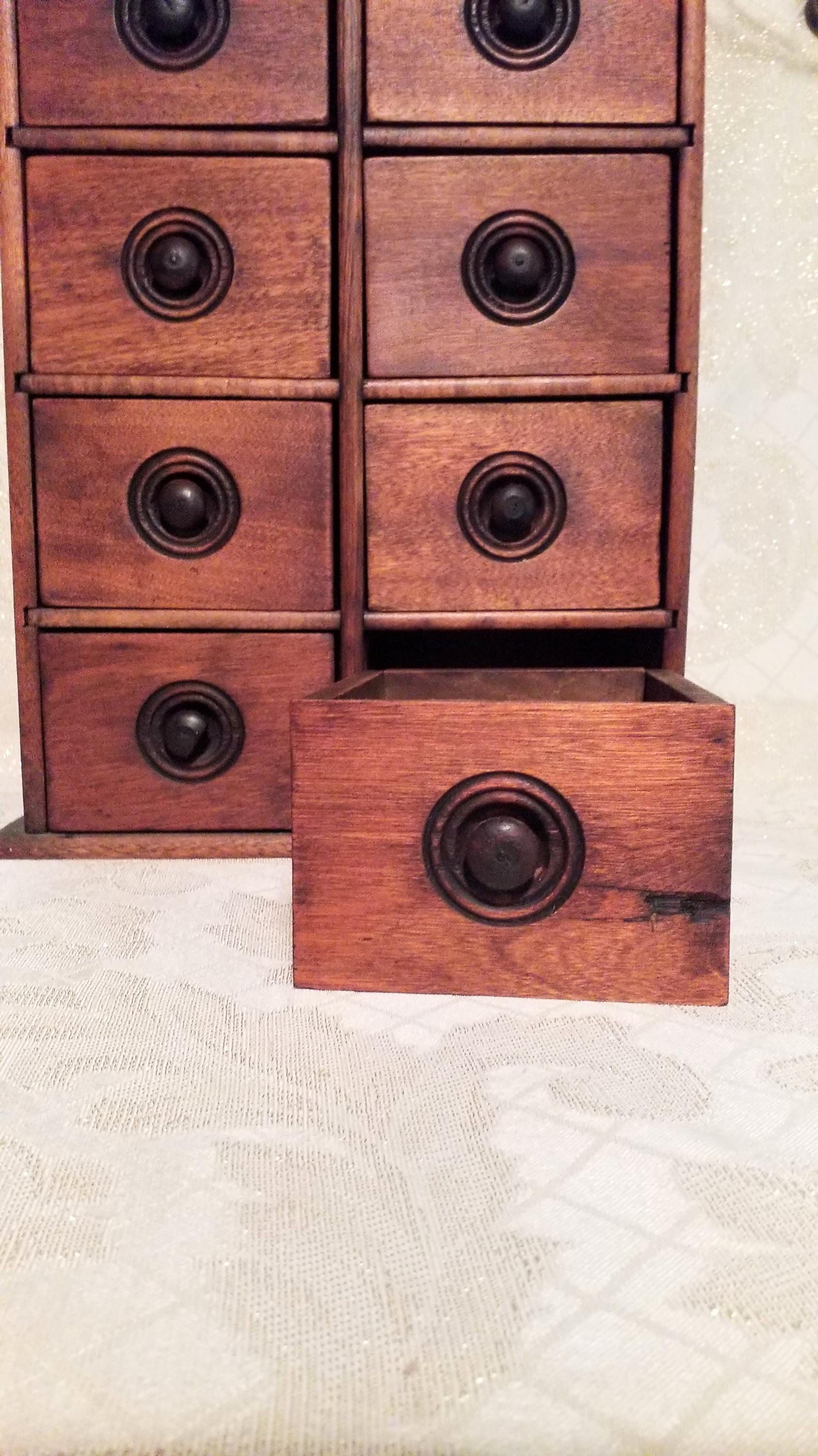 Antique Farmhouse Spice Chest, Eight-Drawer Wooden Cabinet, 1920s